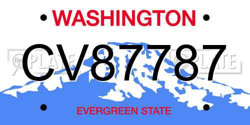 CV87787 Washington License Plate