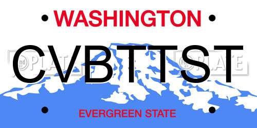 CVBTTST Washington License Plate