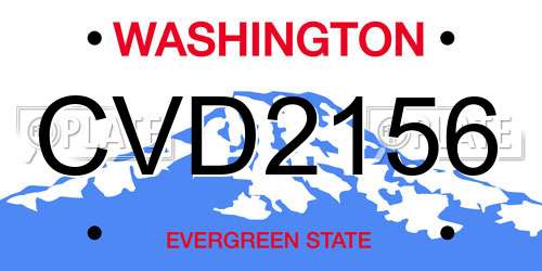 CVD2156 Washington License Plate