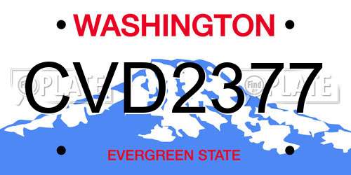 CVD2377 Washington License Plate