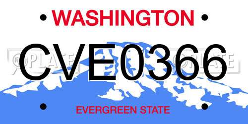 CVE0366 Washington License Plate