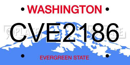 CVE2186 Washington License Plate
