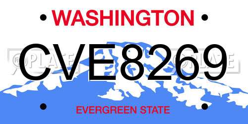 CVE8269 Washington License Plate