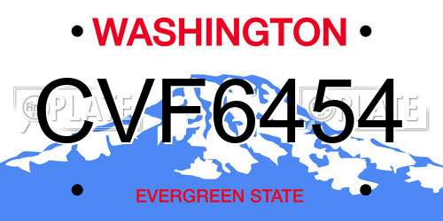 CVF6454 Washington License Plate