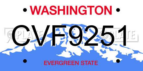 CVF9251 Washington License Plate