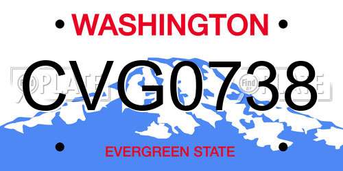 CVG0738 Washington License Plate