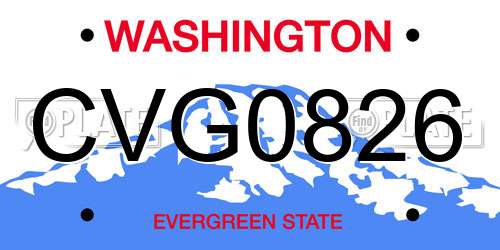 CVG0826 Washington License Plate