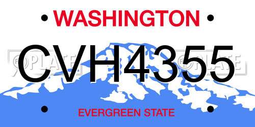 CVH4355 Washington License Plate