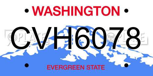 CVH6078 Washington License Plate