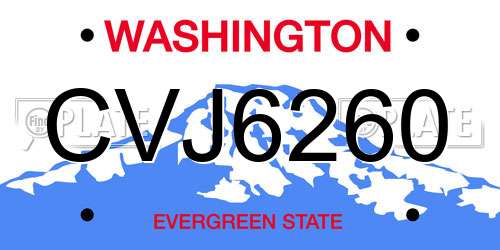 CVJ6260 Washington License Plate
