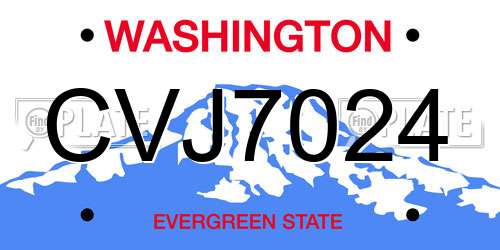 CVJ7024 Washington License Plate