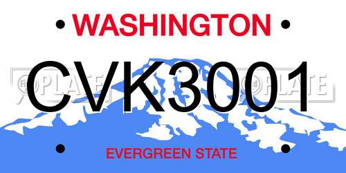 CVK3001 Washington License Plate