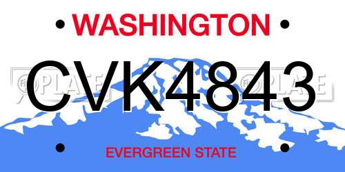 CVK4843 Washington License Plate