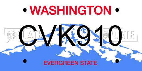CVK910 Washington License Plate