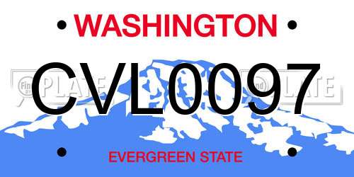 CVL0097 Washington License Plate