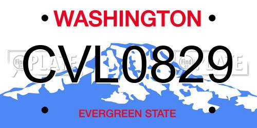 CVL0829 Washington License Plate