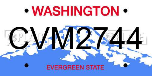 CVM2744 Washington License Plate