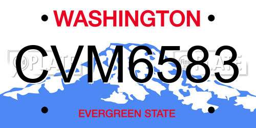 CVM6583 Washington License Plate