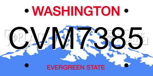 CVM7385 Washington License Plate