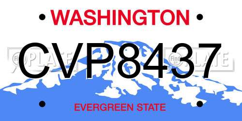 CVP8437 Washington License Plate