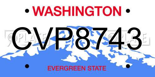 CVP8743 Washington License Plate