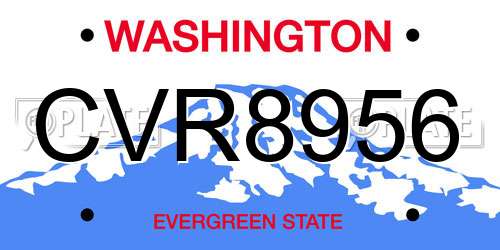 CVR8956 Washington License Plate