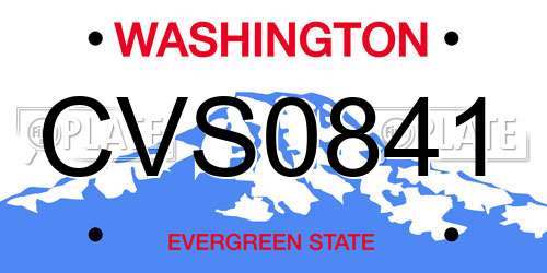 CVS0841 Washington License Plate