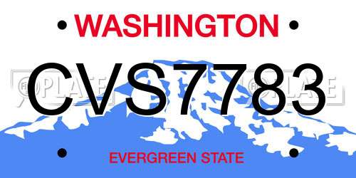 CVS7783 Washington License Plate