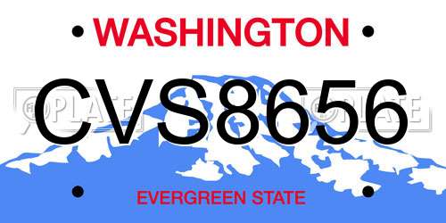 CVS8656 Washington License Plate