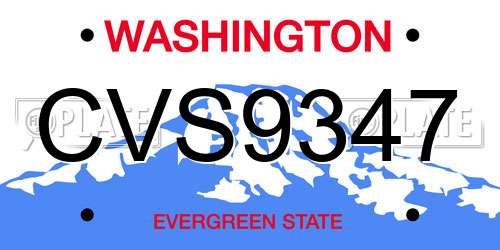 CVS9347 Washington License Plate