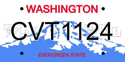 CVT1124 Washington License Plate