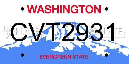 CVT2931 Washington License Plate