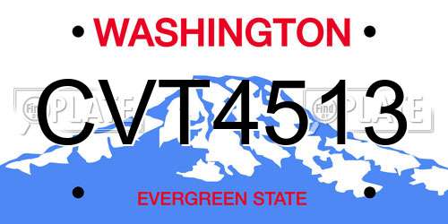 CVT4513 Washington License Plate