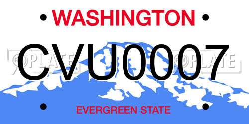 CVU0007 Washington License Plate