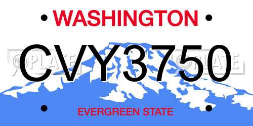 CVY3750 Washington License Plate