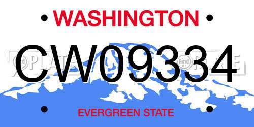 CW09334 Washington License Plate