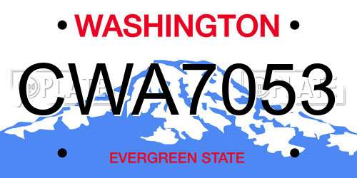 CWA7053 Washington License Plate