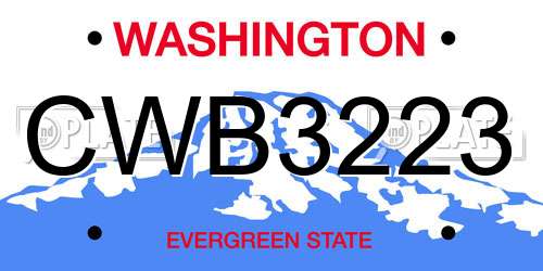 CWB3223 Washington License Plate