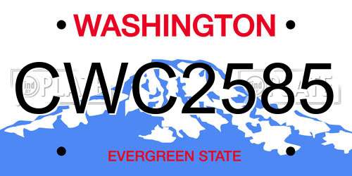 CWC2585 Washington License Plate