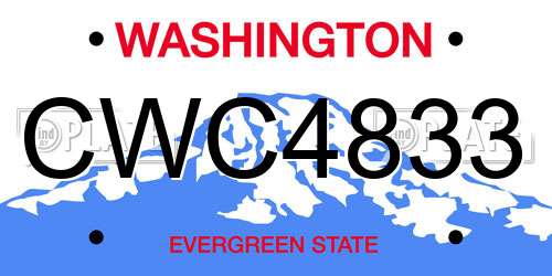 CWC4833 Washington License Plate