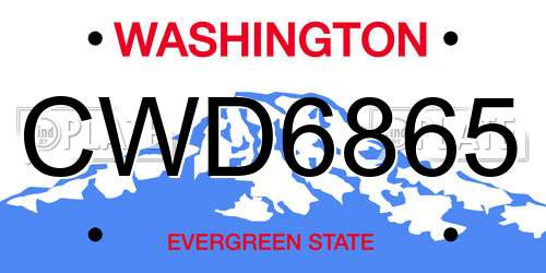 CWD6865 Washington License Plate