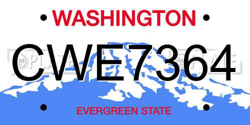 CWE7364 Washington License Plate
