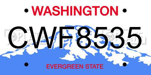 CWF8535 Washington License Plate