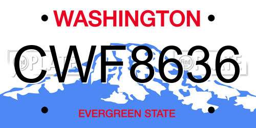 CWF8636 Washington License Plate