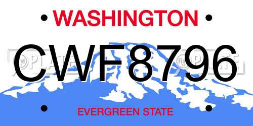 CWF8796 Washington License Plate