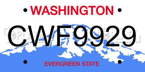 CWF9929 Washington License Plate