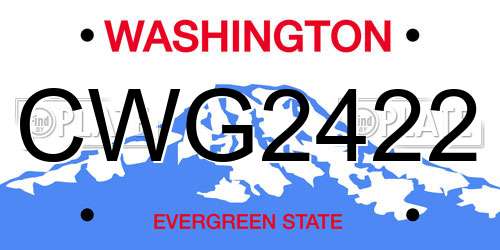 CWG2422 Washington License Plate