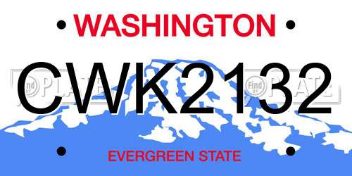 CWK2132 Washington License Plate