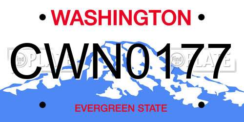 CWN0177 Washington License Plate