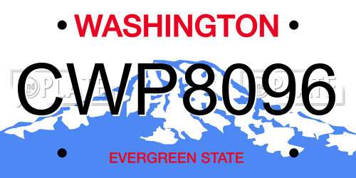 CWP8096 Washington License Plate